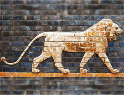 Ausschnitt des Ischtar-Tores aus Babylon mit Löwen. Foto: Colourbox.
