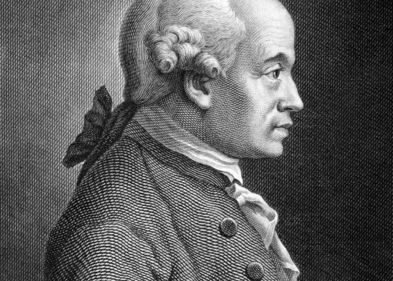 schwarz weißes Foto mit Portrait von Kant