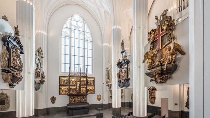 Der Andachtsraum im Paulinum - Aula und Universitätskirche St. Pauli mit den restaurierten Epitaphien