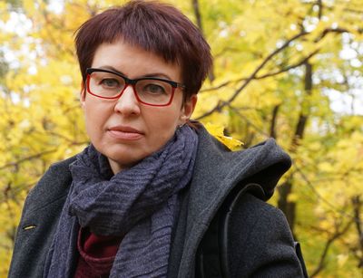 Zu sehen ist die mehrfach ausgezeichnete ukrainische Schriftstellerin Natalka Sniadanko.
