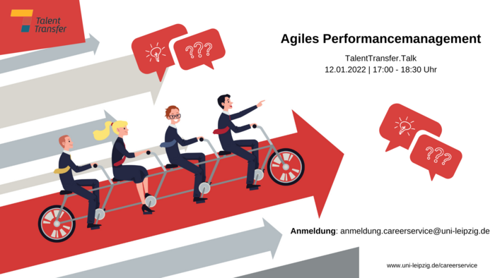 Das Bild zeigt eine Werbung für die Veranstaltung TalentTransfer.Talk: Agiles Performancemanagement