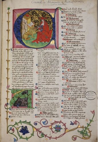 Konrad von Halberstadt, Concordantiae Bibliae, Leipzig, wohl 1466: Die Leipziger "Concordantiae"-Handschrift entstand um 1466 und wurde in der Leipziger "Pfauenwerkstatt" ausgemalt.