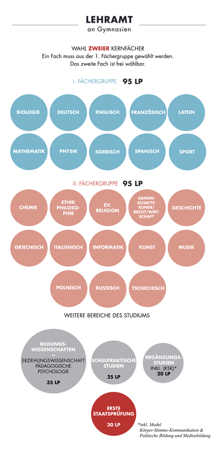 zur Vergrößerungsansicht des Bildes: Die Grafik zeigt den Aufbau des Studiums Lehramt an Gymnasien.