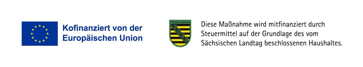 zur Vergrößerungsansicht des Bildes: Grafik: Logo der Europäischen Union und Wappen des Freistaat Sachsen