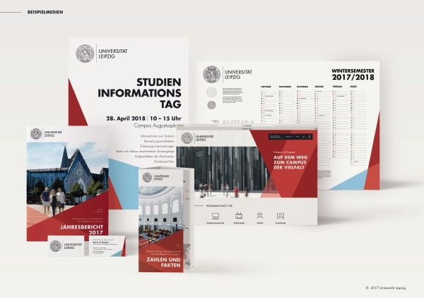 Verschiedene Poster, Flyer, Plakate im Corporate Design der Universität