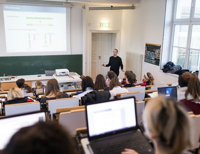 Lecture in an auditorium