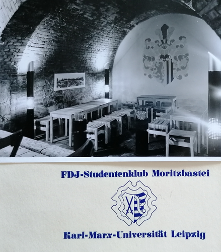 Zu sehen ist ein Raum der Moritzbastei um 1980.