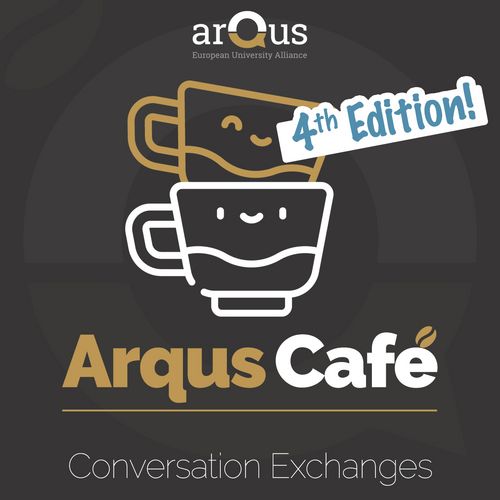 Grafik mit Ankündigung des Arqus Café vom 21. Februar bis 1. Juli 2022
