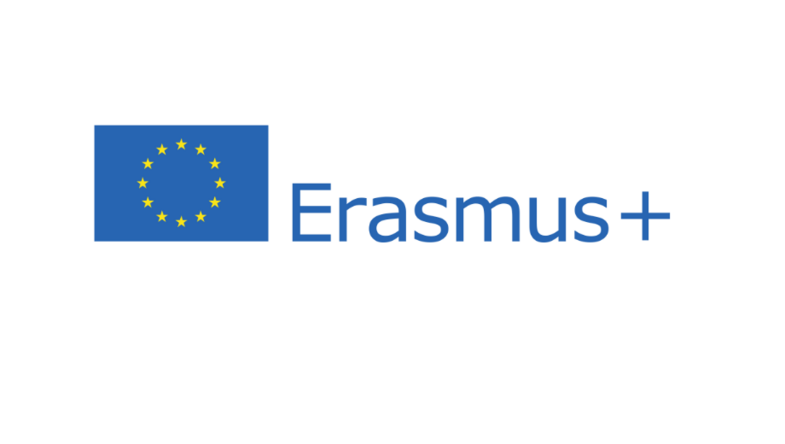Logo of the EU Erasmus+ programme with lettering and EU flag