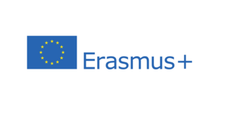Logo des EU-Programms Erasmus+ mit Schriftzug und EU-Fahne