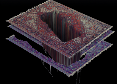 Grafik eines sich auflösenden orientalischen Teppichs