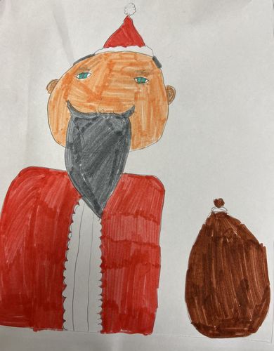Die Kinder malten unter anderem Weihnachtsmänner für die einsamen Senior:innen.