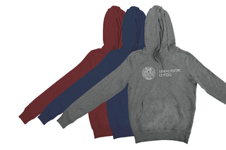 Leipzig University hoodies in red, blue and grey