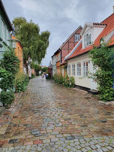 Zu sehen sind kleine Stadthäuschen im Landhausstil. 