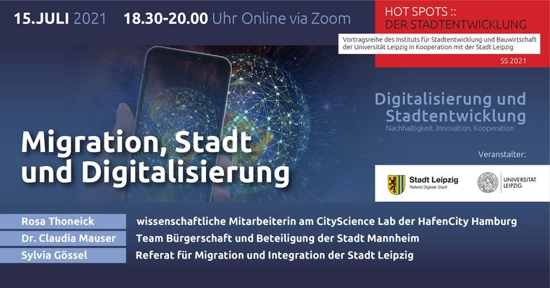 HOT SPOTS :: der Stadtentwicklung am 15.07. um 18.30Uhr via Zoom zum Thema "Migration, Stadt und Digitalisierung"
