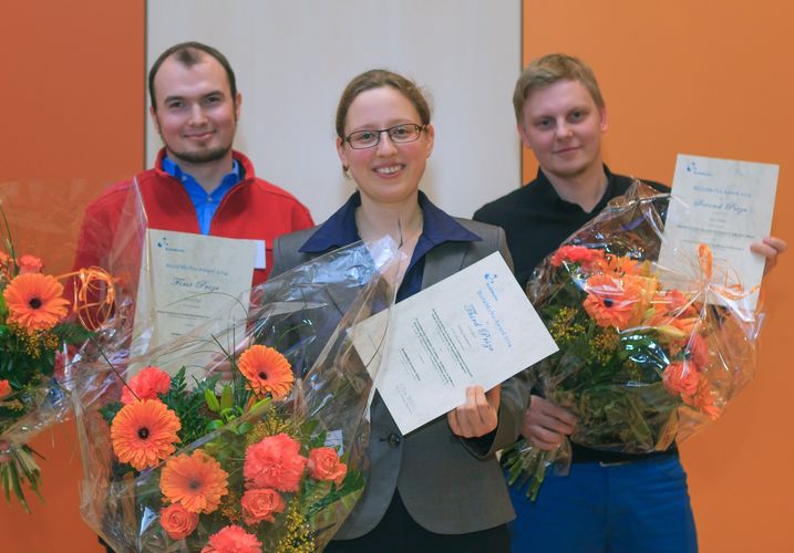Die Gewinner der BuildMoNa-Awards 2014: Martin Treß (links), Marco Braun und Wilma Neumann