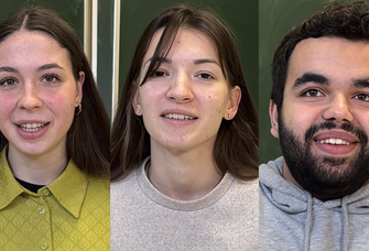 Porträts von Valeriia Lokaienko, Veronika Ivanchenko und Belhassen Oueslati
