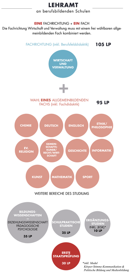 zur Vergrößerungsansicht des Bildes: Die Grafik zeigt den Aufbau des Studiums Lehramt an berufsbildenden Schulen.