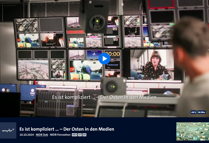 Titelbild der TV-Dokumentation mit dem Schriftzug "Es ist kompliziert. Der Osten in den Medien."