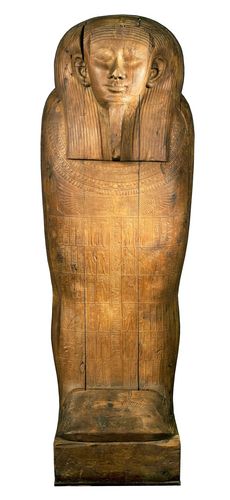 Holzsarg, stehend, frontal, mit geschnitzten Inschriften