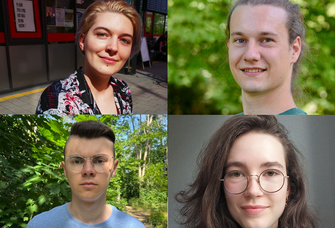 Zu sehen sind die studentischen Senator:innen Elena Heier, Sebastian Schramm, Leona Krause und Paul Steinbrecher