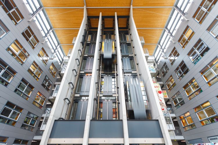 View of the lift in the Humanities Centre