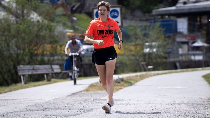 Auf dem Bild ist Geherin Saskia Feige vor wenigen Tagen beim Training in Italien zu sehen.