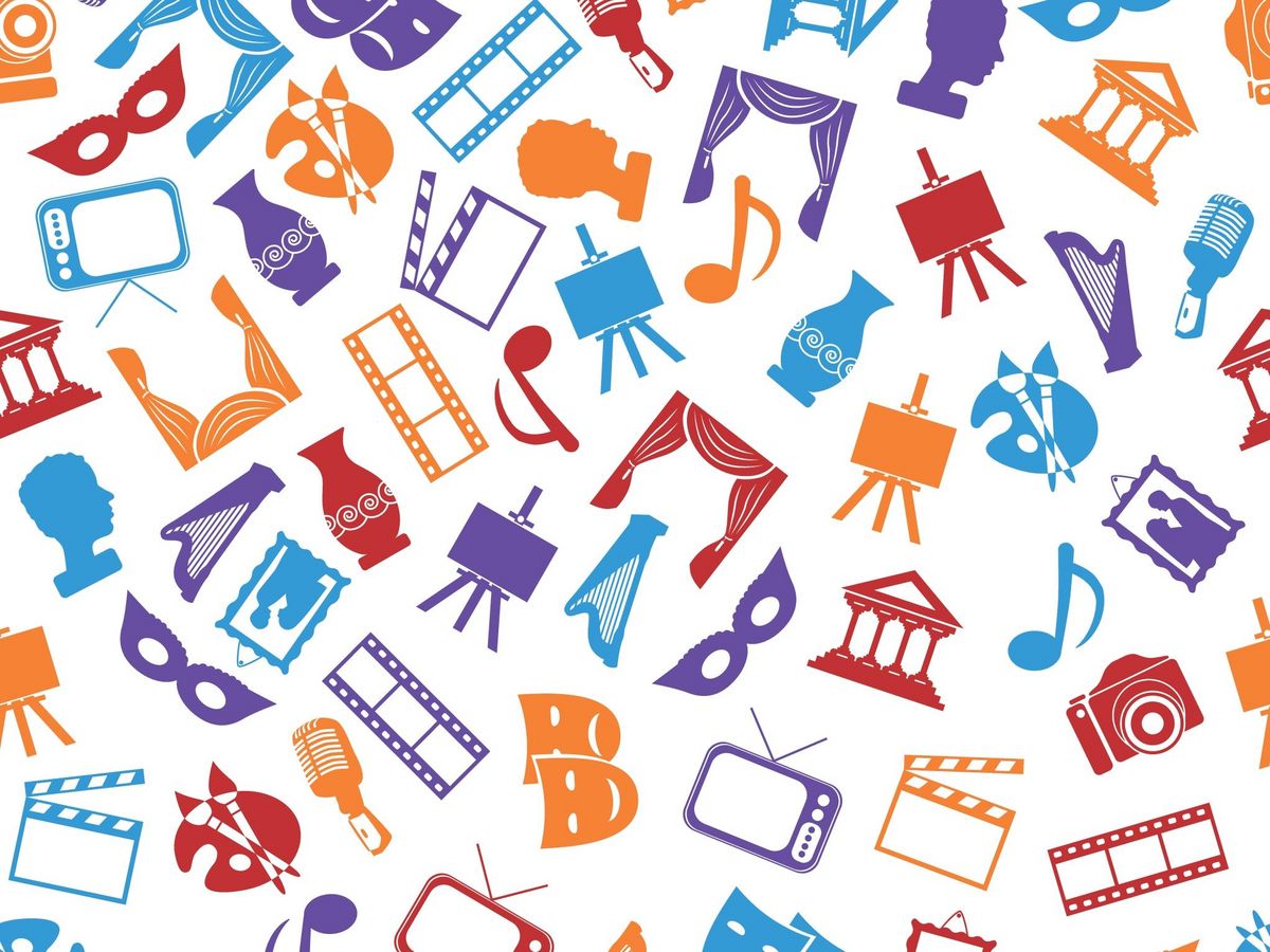 zur Vergrößerungsansicht des Bildes: Es werden verschiedene Elemente von Kultur in Form von Icons dargestellt.
