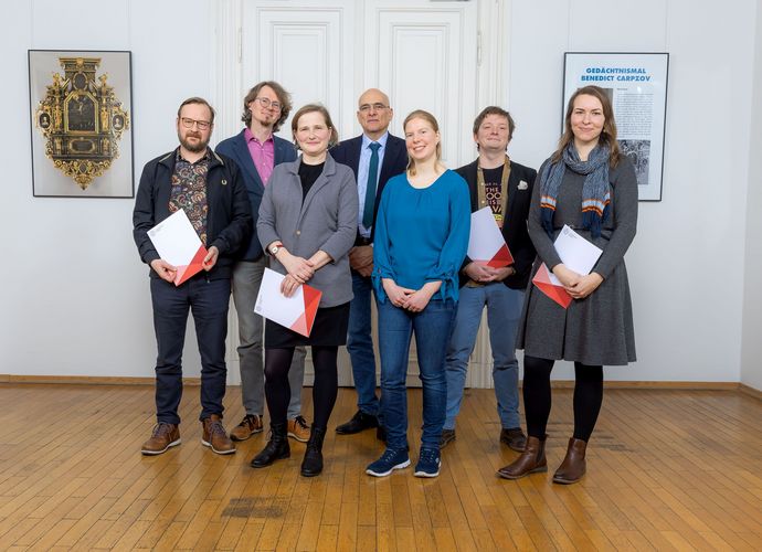 Die Preisträger:innen des Transferpreises und die Geförderten des Transfer-Förderprogramm „Wissenschaft trifft…“ 