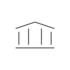 Grafik: Universität Leipzig Strichzeichnung: ein Gebäude mit vier senkrechten Strichen, die auf einem waagerechten Strich stehen und darüber sind zwei schräge Striche als Dach angeordnet.