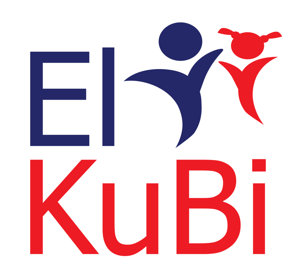 Zu sehen ist das Logo des projektes ElKuBi in roter und blauer Schrift.