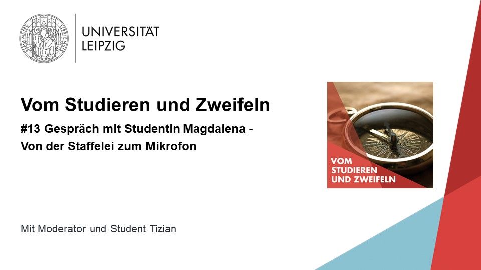 Vorschaubild zum Podcast "Vom Studieren und Zweifeln", Folge 13: Gespräch mit Studentin Magdalena – Von der Staffelei zum Mikrofon, Grafik: Universität Leipzig