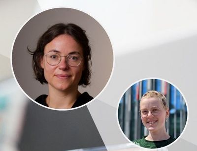 Grafik zum Podcast Auf einen Kaffee mit Dr. Nina Mackert und Viktoria Rauchhaus, Fotos: privat, Neele Löwenberg / Grafik: Thomas Häse - Universität Leipzig