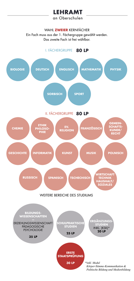 zur Vergrößerungsansicht des Bildes: Die Grafik zeigt den Aufbau des Studiums Lehramt an Oberschulen.