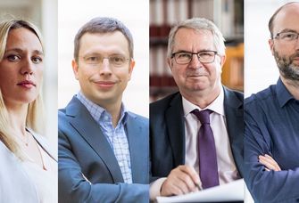 Porträts von Prof. Elisa Hoven, Prof. Hannes Zacher, Prof. Thomas Hofsäss und Prof. Markus Scholz