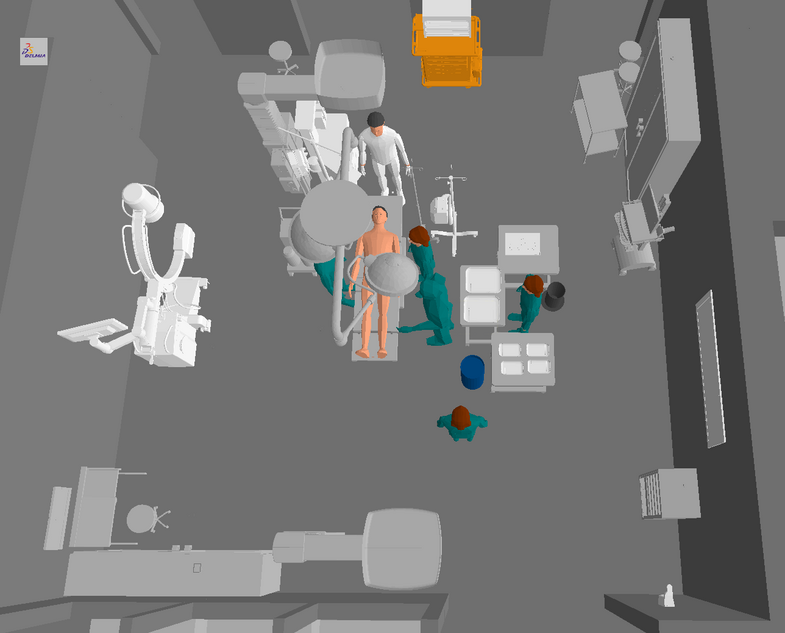 Mithilfe von 3D-Darstellungen kann das Klinikpersonal prüfen, wie die Abläufe im OP-Saal verbessert werden könnten.