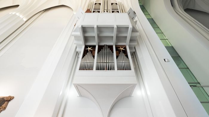 Die Schwalbennestorgel im Paulinum – Aula und Universitätskirche St. Pauli wird in diesen Tagen vollendet.