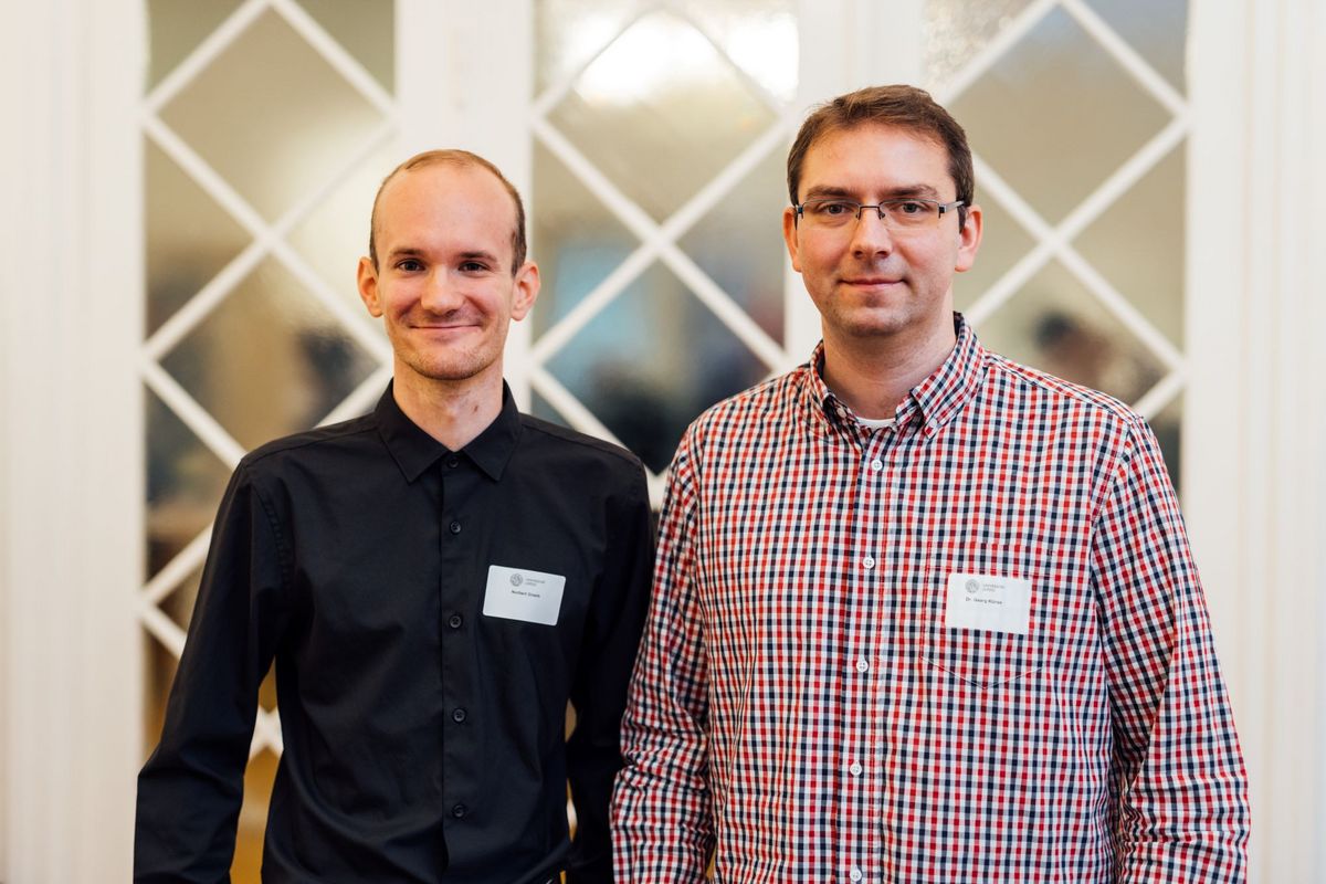 enlarge the image: Portrait of Norbert Graefe (left) and Dr. Georg Künze (right) at the Pre-Doc Award Kickoff Event 2023/24, Photo: Christian Hüller