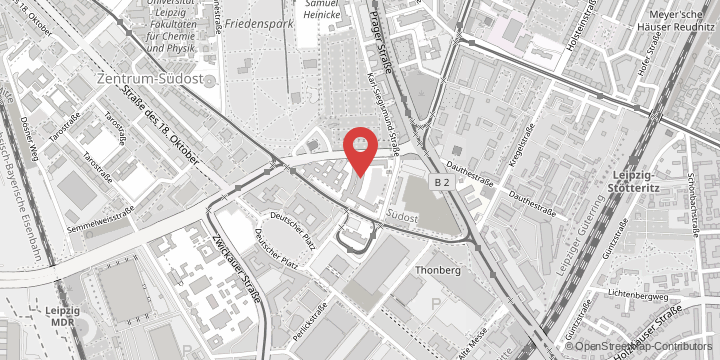 die Karte zeigt folgenden Standort: Institut für Sozialmedizin, Arbeitsmedizin und Public Health (ISAP), Philipp-Rosenthal-Straße 55, 04103 Leipzig