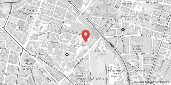 the map shows the following location: Carl Ludwig Institute for Physiology, Liebigstraße 27, 04103 Leipzig