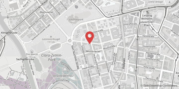 the map shows the following location: Faculty of Theology, Beethovenstraße 25, 04107 Leipzig