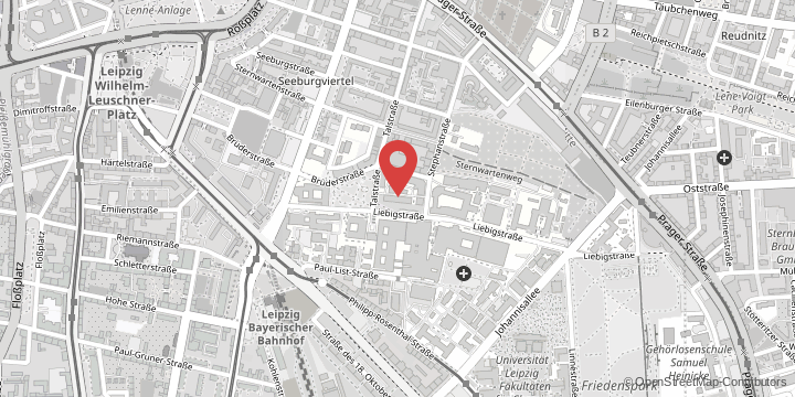 the map shows the following location: Institute of Geophysics and Geology, Talstraße 35, 04103 Leipzig
