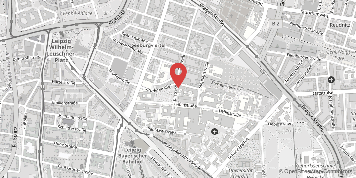 the map shows the following location: Institute of Biology, Talstraße 33, 04103 Leipzig