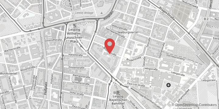 the map shows the following location: Institute of Theoretical Physics, Brüderstraße 16, 04103 Leipzig