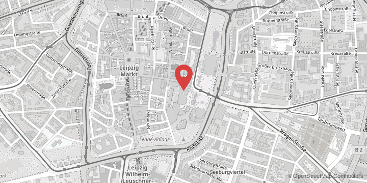 die Karte zeigt folgenden Standort: Universitätsrechenzentrum (URZ), Augustusplatz 10, 04109 Leipzig