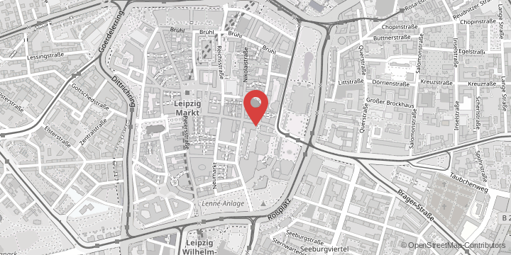 die Karte zeigt folgenden Standort: Institut für Grundlagen des Bauens und Planungsmanagement, Grimmaische Straße 12, 04109 Leipzig