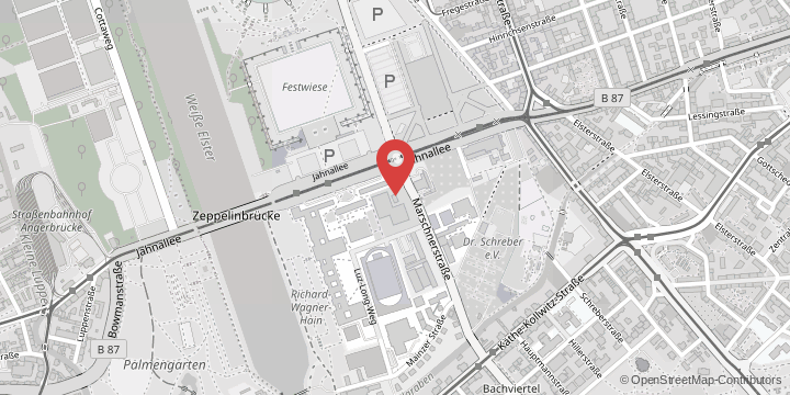 the map shows the following location: Academic body in the Faculty of Education, Marschnerstraße 29d/e, 04109 Leipzig
