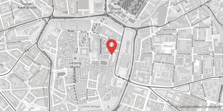 the map shows the following location: Institute of Theatre Studies, Ritterstraße 16-22, 04109 Leipzig