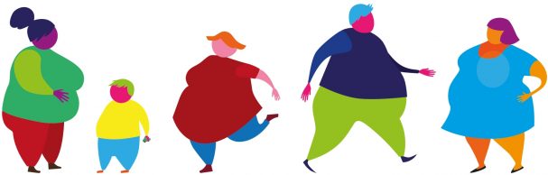 enlarge the image: Colourful drawing of overweight women